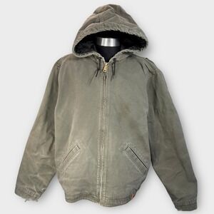 Vintage Carhartt Mens Olive Green Quilted Lined Hooded Jacket  RN 14806 Size‎ XL